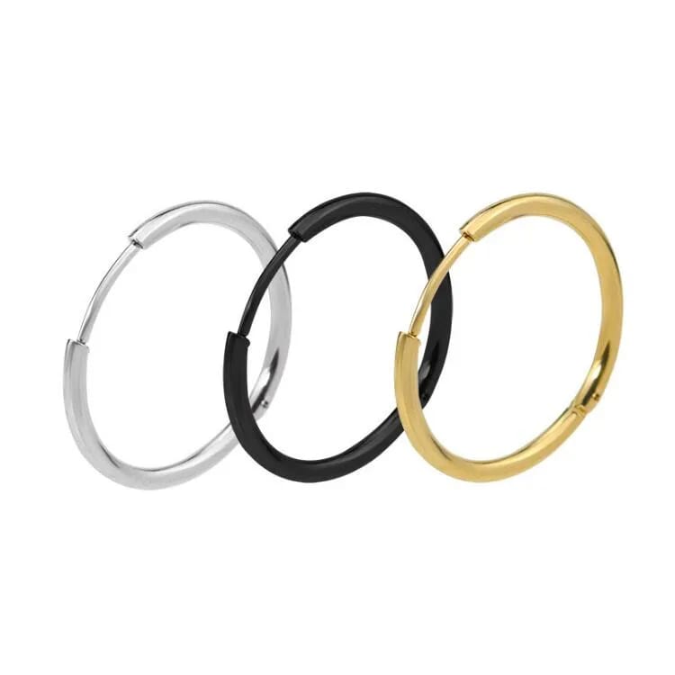 316l Surgical Stainless Steel Hoop Earrings 8mm/10mm/12mm Hypoallergenic Huggie Earrings Small Hoop Sliver Black Sleeper Earring Hoop Earrings