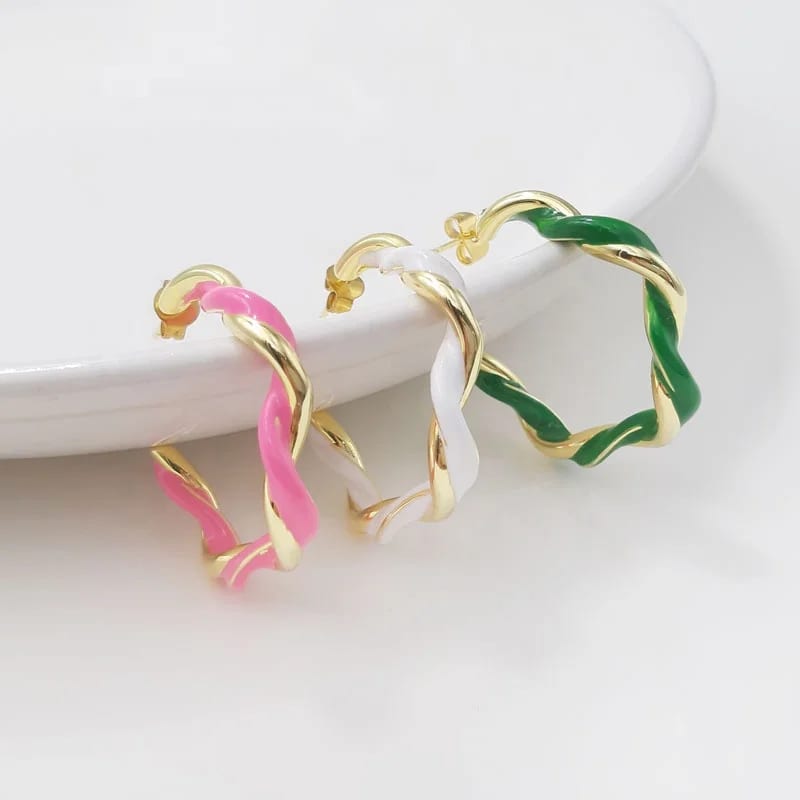 SXS JEWELRY Elegant Earrings 18k Gold Plated Jewellery Customize Enamel Hoop Earring For Ladies Girls Daily Wearing Hoop Earrings