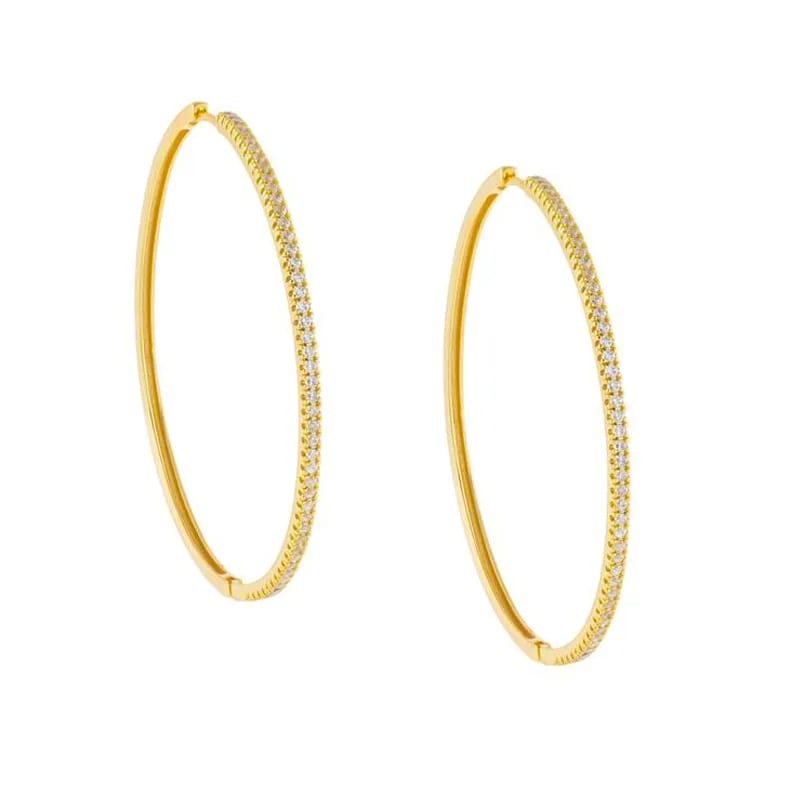Fashion Custom Jewelry 18k Gold Plated Big Large Cz Diamond Thin Hoop Earrings For Women Hoop Earrings