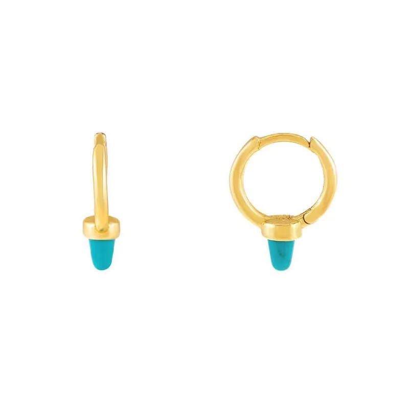 Fashion 14k Gold 925 Sterling Silver Turquoise Spike Hoop Earring For Women Jewelry Hoop Earrings
