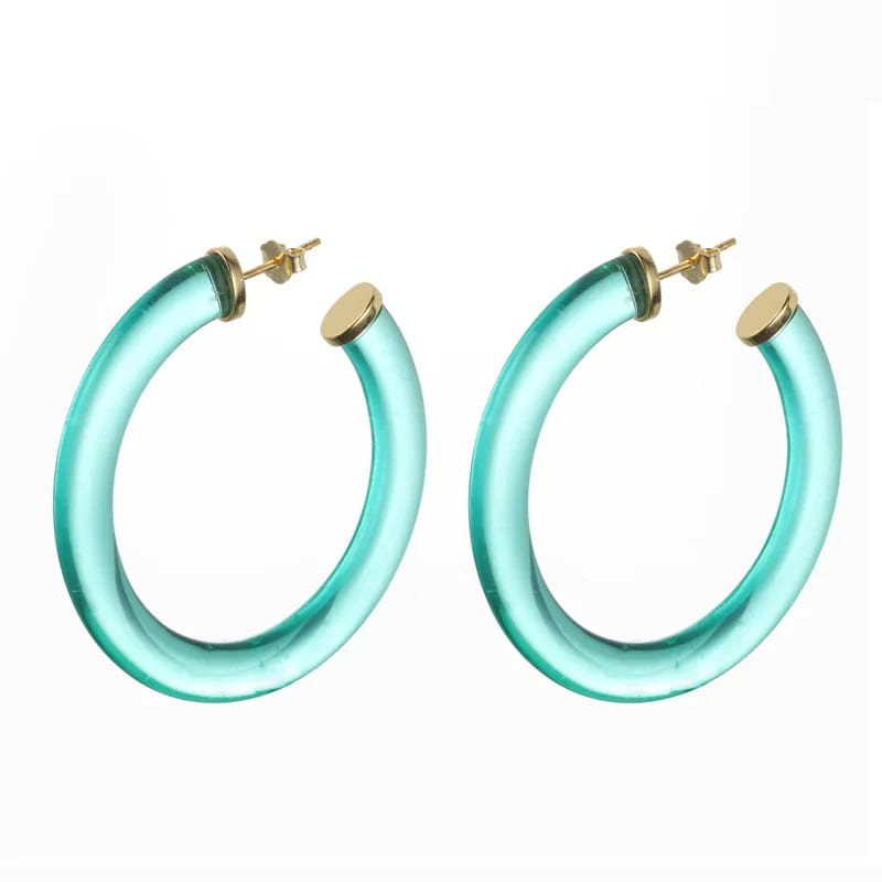 New Arrival Bright Color Circle Earring C Shape Clear Acrylic Green Resin Large Hoop Earrings Hoop Earrings