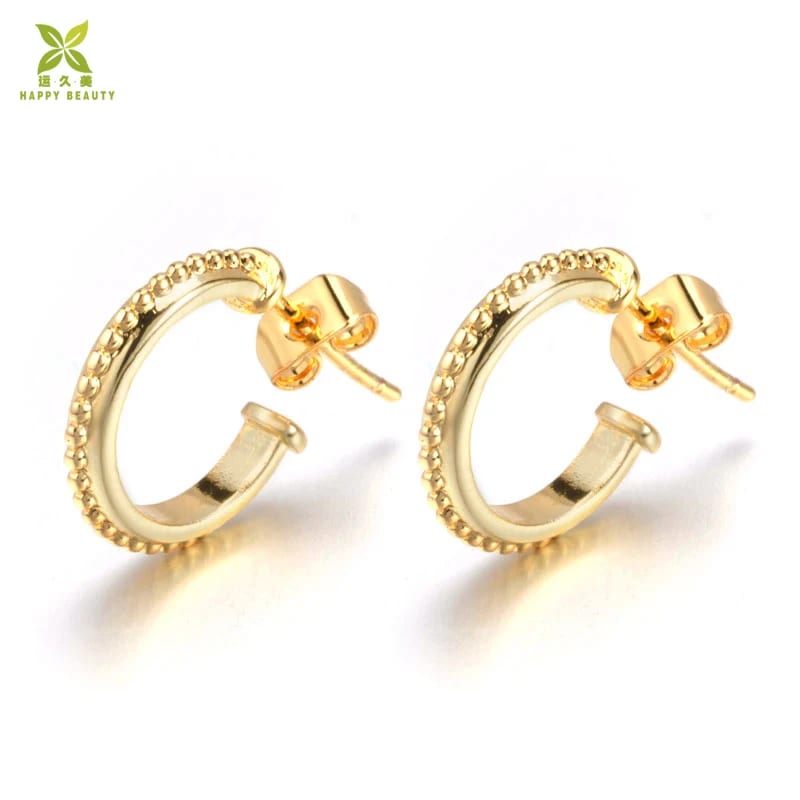 925 Sterling Silver Daily Wear Gold Plated C Shape Hoop Earrings Jewelry Hoop Earrings