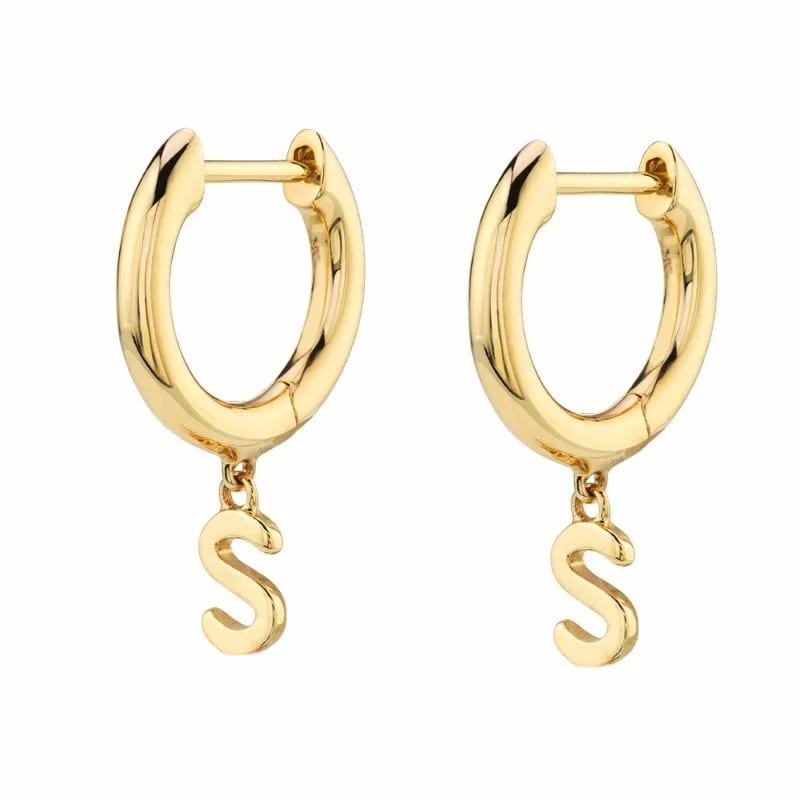 Custom Personalized 18k Gold Small Letter Hoop Drop Earrings Pendant Dangle Jewelry Alphabet Initial Earrings Hoop Earrings