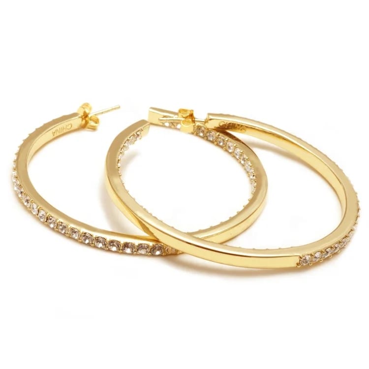 New Design Gold Plated Women Brass Jewelry Earring Crystal Hoop Earrings Hoop Earrings