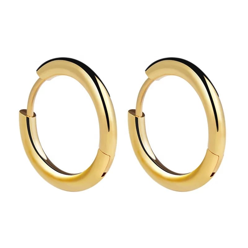 Hypoallergenic Tarnish Free Jewelry Stainless Steel Round Huggie Hoop Endless Earrings For Women Men Hoop Earrings