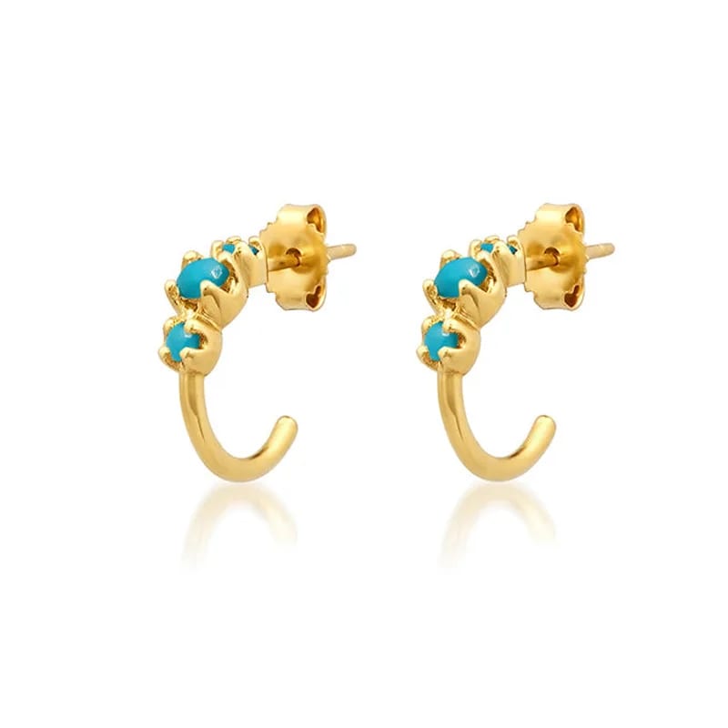 Best Selling 18k Gold Plated Natural Stone Hoop Earrings Women Hoop Earrings