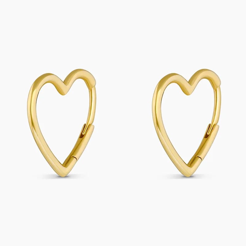 High Quality 925 Silver 18k Gold Plated Huggie Hoop Earring Plain Heart Shape Hoop Earrings Women Hoop Earrings