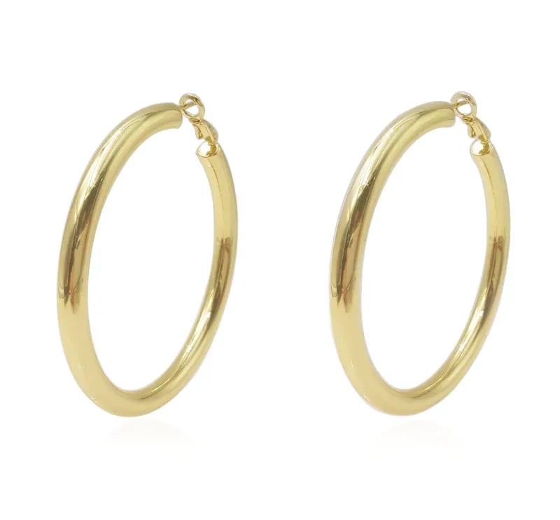 New Custom Brass Gold Plated Jewelry Oversized Tube Round Circle Punk Hoop Earrings Hoop Earrings