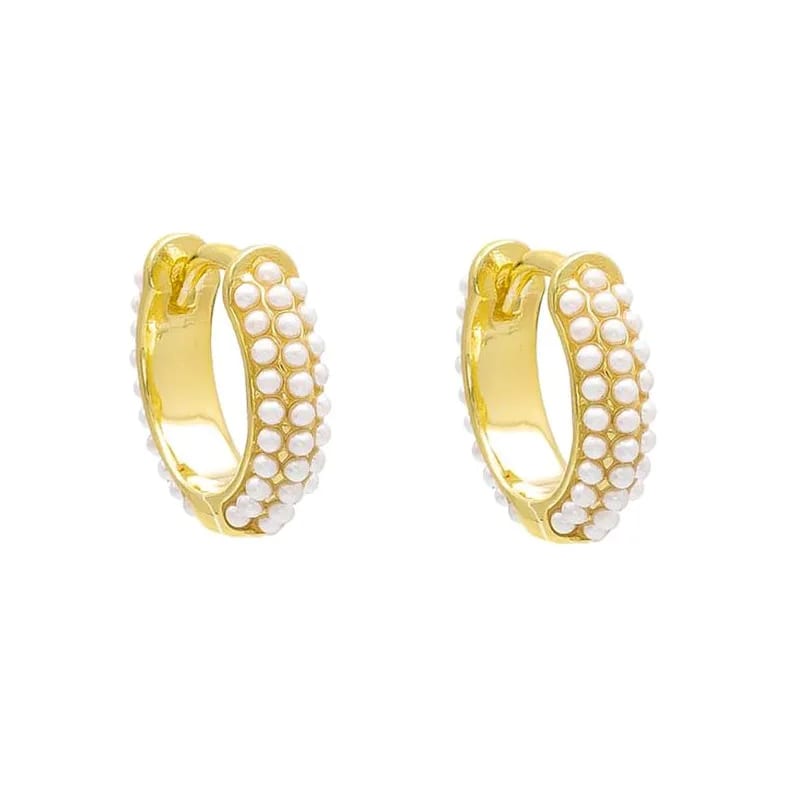 Wholesale Ip Plated Geometric Freshwater Pearl Hoop Earrings Jewelry Round Hoops Pearls Earring Women Hoop Earrings