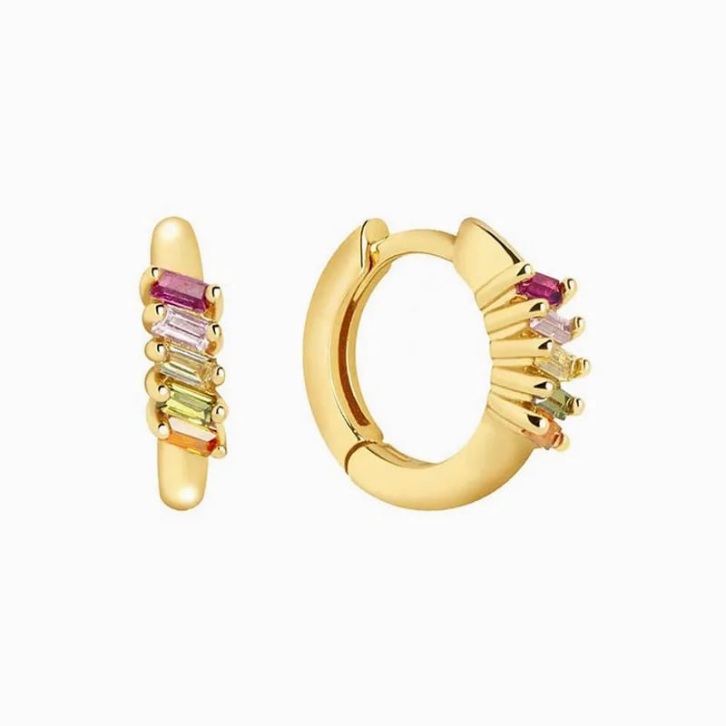 Classic Popular Colorful Zircon Hoop Earring Gift For Women Hoops Earrings Small Zircon 18k Gold Plated Hoop Earrings