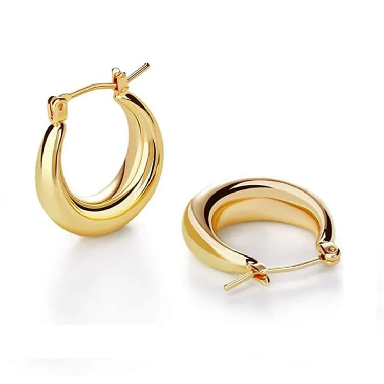 Fashion Hypoallergenic Earring Gold Plated Minimalist Jewelry Chunky Hoop Earrings Hoop Earrings
