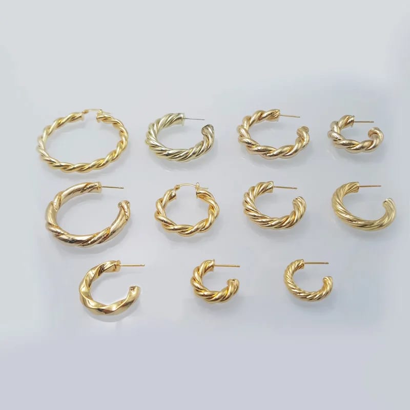 Gold Twisted Hoop Earrings Fashion Ladies Wave Curve Earrings Copper Brass Twist Hoop Earrings Hoop Earrings