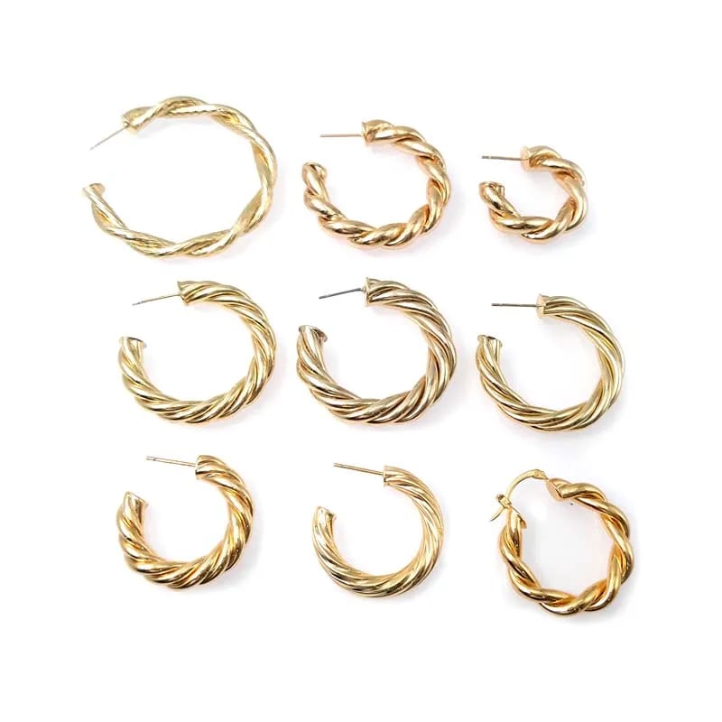 Classic Simple Female 14k 18k Gold Plated Brass Hoop Earrings Jewelry Fashion Chunky Hypoallergenic Women Earrings Hoops Hoop Earrings