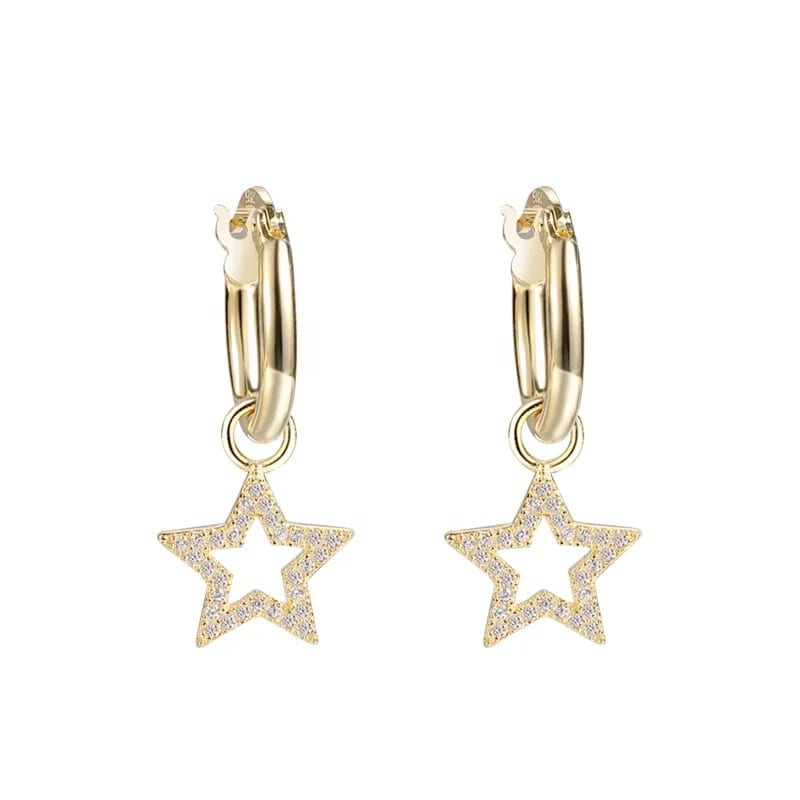 Fashion Star Earring Gold Plated Shining Star Huggie Earrings Hoop Earrings