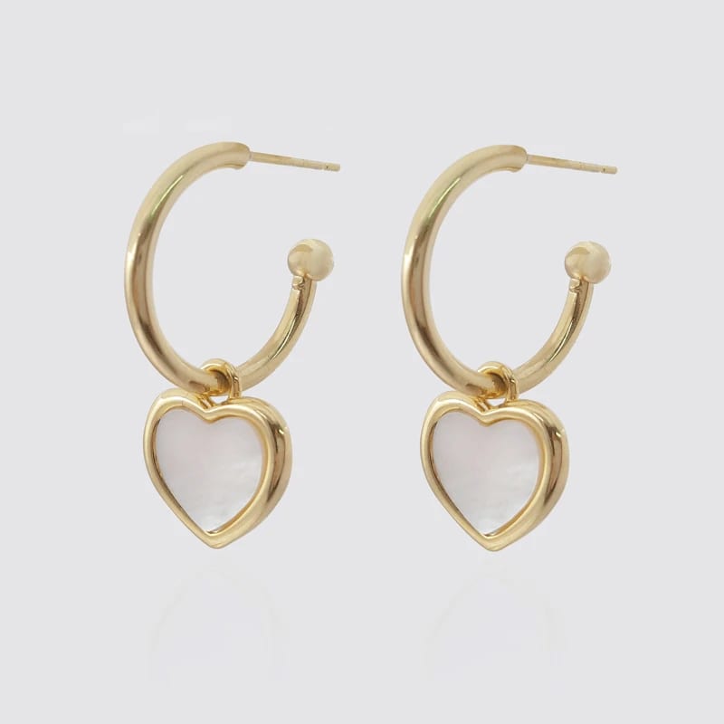Factory Mother Of Pearl Big Hoop White Earrings Fresh Water Pearls Heart Drop Earrings Hoop Earrings