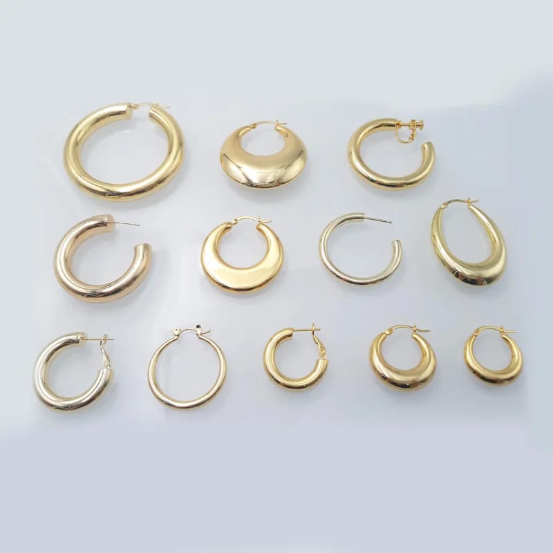 Wholesale Earrings Hoop Women Jewelry 18k Gold Plated Hoop Earrings Female Brass Chunky Hoop Earrings Hoop Earrings