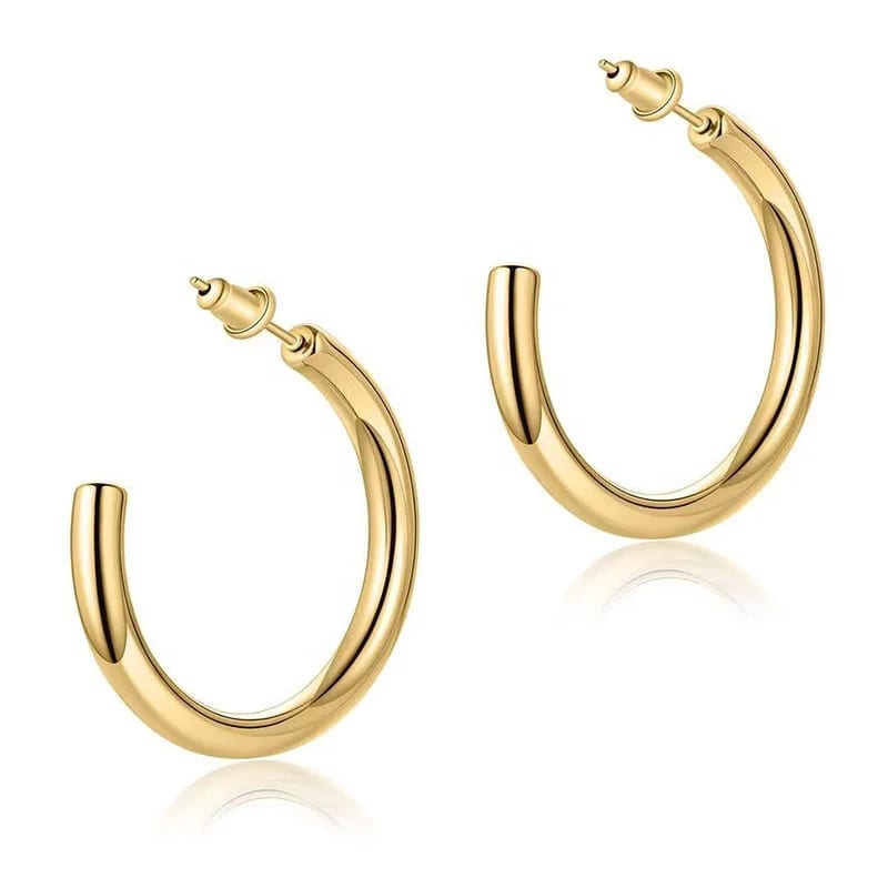 SXS JEWELRY Hypoallergenic Thick Round Gold Hoop Earrings Stainless Steel No Tarnish Trendy Hoop Earrings Manufacturer Hoop Earrings