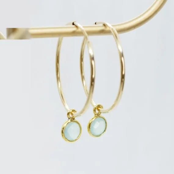 Natural Opal Simple Design Gemstone Hoop Earrings Gift For Her Hoop Earrings