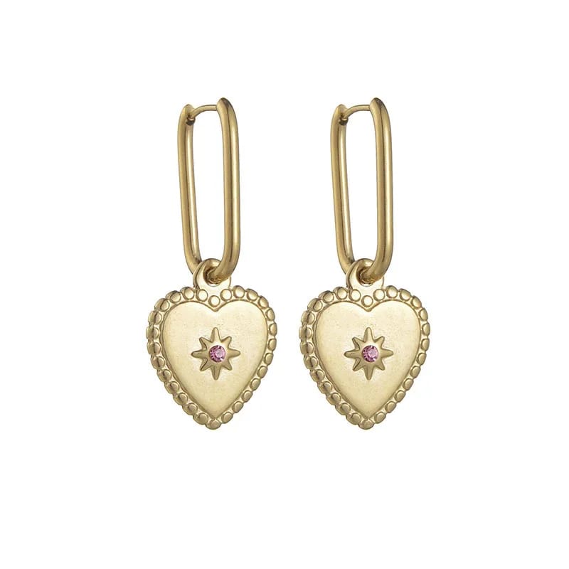 Fashion Cute Heart Sun Flower Hoop Earrings Stainless Steel Jewelry Hoop Earrings