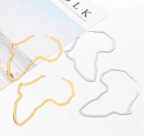 Fashion Luxury Gold Plated Stainless Steel Hoop African Map Large Hoop Earring Jewelry Hoop Earrings