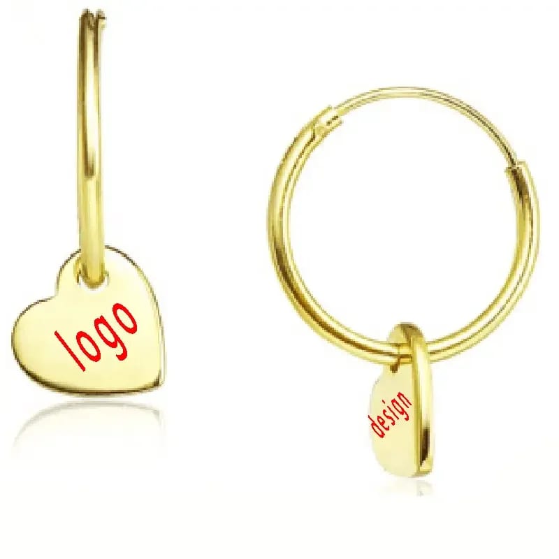 New Style Gold Plated Stainless Steel Heart Circle Hoop Earring Women Hoop Earrings
