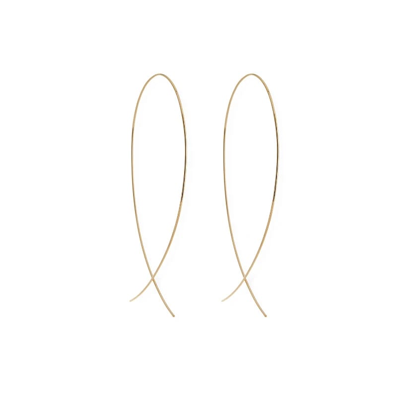 Custom Women’s Jewelry 14k Gold Curved Wire Threader Earrings Hoop Earrings