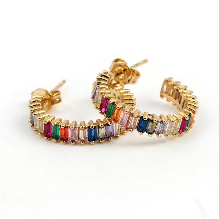 Custom Cz Jewellery Earrings For Women,Indian Rainbow Earrings Women Hoop Earrings