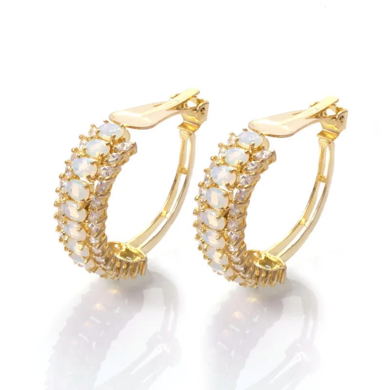 Fashion Earring Designs New Mold Copper Clip Earring With Stone For Women Hoop Earrings