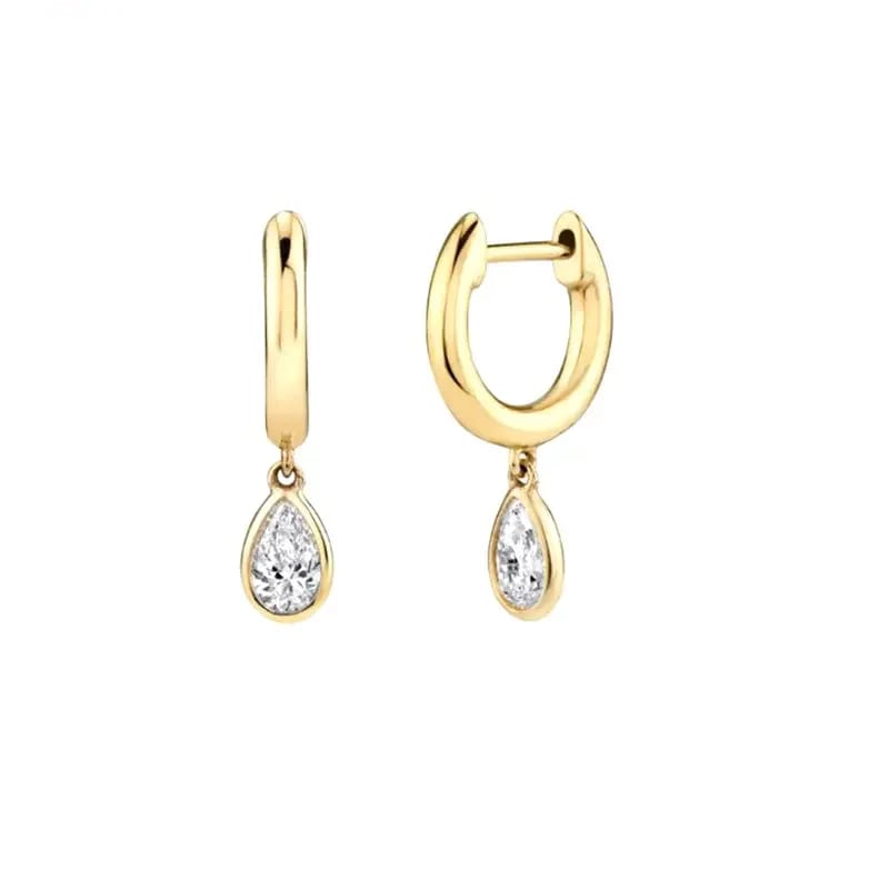 Fashion Jewellery Women 18k Gold Plated Tear Drop Earrings 925 Silver Cz Stone Hoop Earrings Hoop Earrings