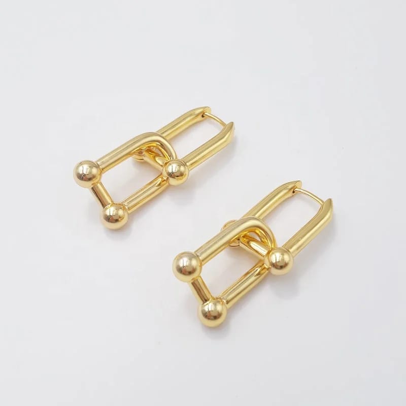 SXS JEWELRY Fashion Hot Sell Link Earrings 18k Gold Plated U Shape Link Earrings Wholesale Hoop Earrings