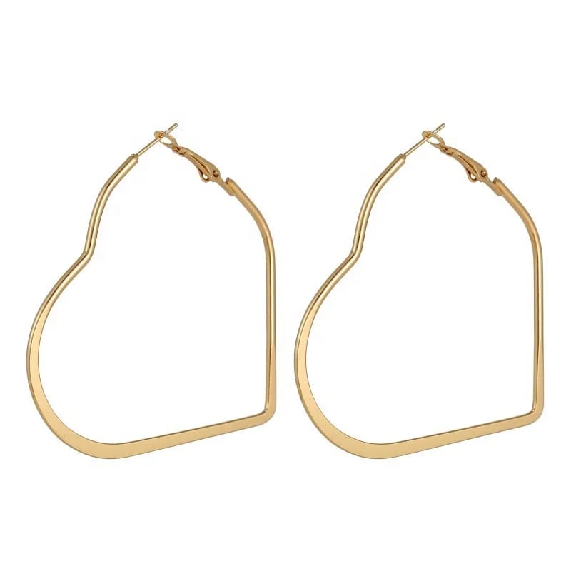 Fashion 18k Gold Plated Love Heart Shape Hoop Earring For Woman Hoop Earrings
