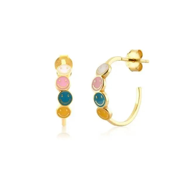 Smile Rainbow Earrings Mini Smile Face Earrings Jewelry Hoop Earrings