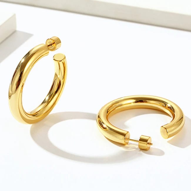 Simple Thin Wire 18k Gold Plated Big Simple Hoop Earring Hoop Earrings