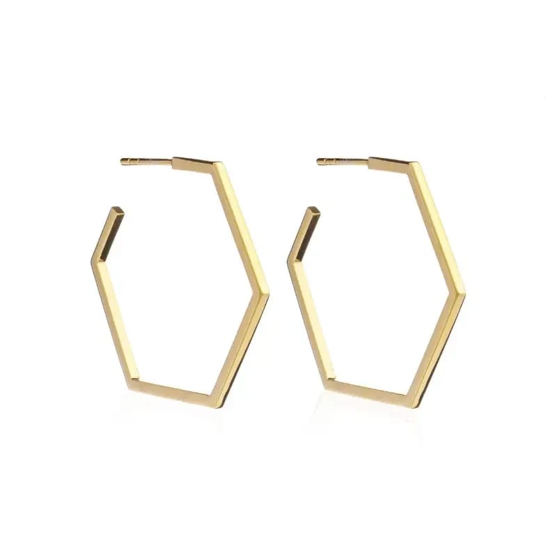 Simple Fashion Gold Large Geometric Earrings Hexagon Hoop Earrings Hoop Earrings
