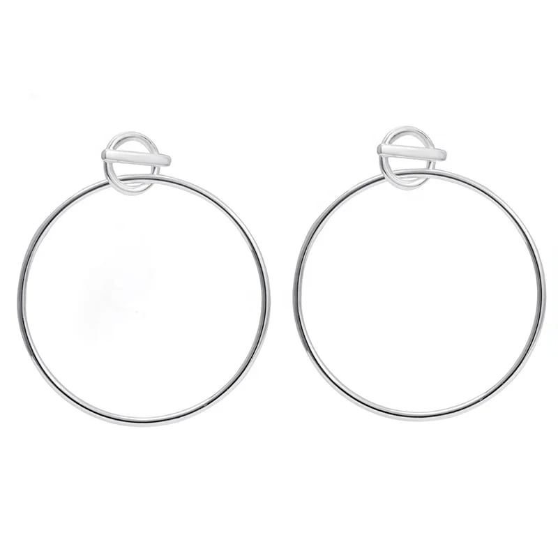 Brass S925 Sterling Silver Plated Hoop Earring,Large Round Nickle Free Safety Pin Jewelry Hoop Earrings