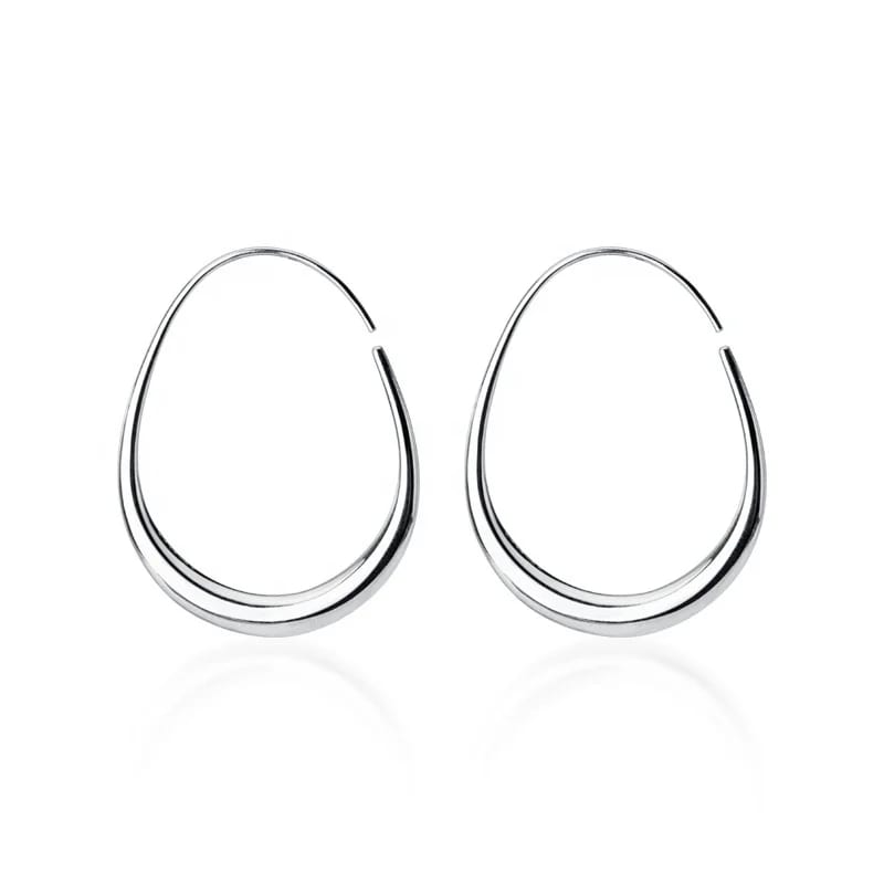 Minimalist Hypoallergenic Tear Shape Silver Plated Threader Earrings Hoop Earrings