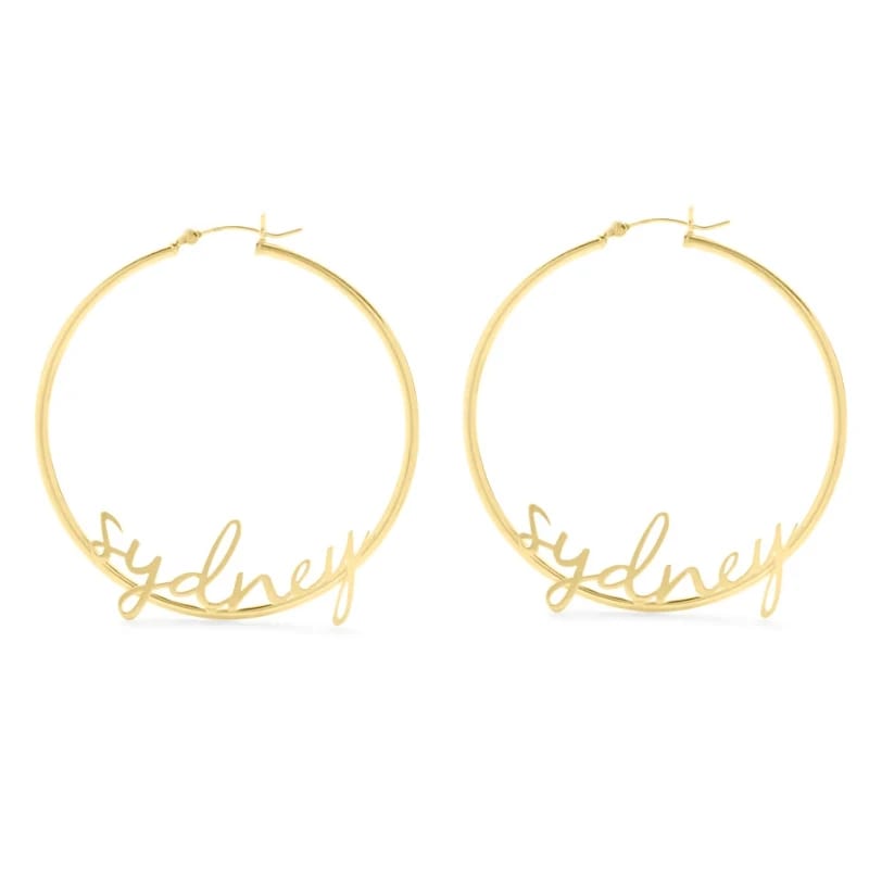 14k 18k Gold Plated Custom Engraved Name Hoop Earrings Jewelry Hoop Earrings
