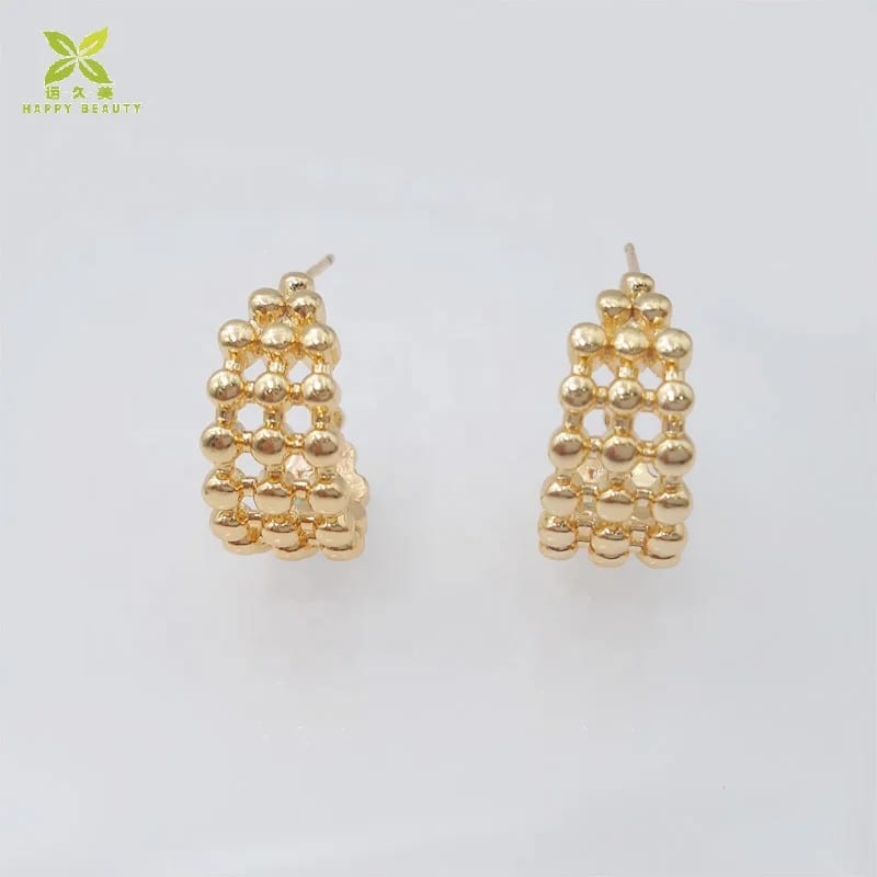 High Quality Triple Hoop Earrings Gold Plated Bead Triple Hoop Earring Wholesale Hoop Earrings