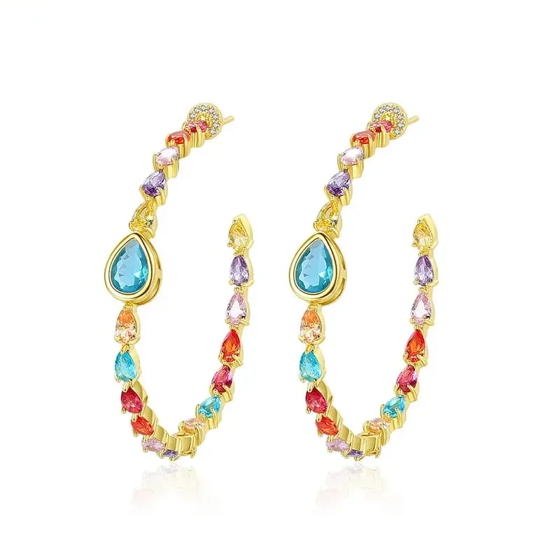 Best Selling Fashion Jewelry Custom Cubic Zirconia Hoop Earrings Women Hoop Earrings