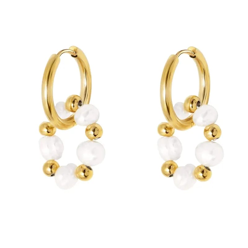 SXS JEWELRY Fashionable Gold Earrings Tops Designs Pearl Hoop Pearls Earrings Jewelry Hoop Earrings