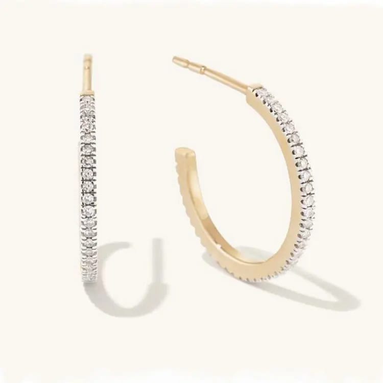 Customize Gold Plated Diamond Hoop Earrings For Ladies Hoop Earrings