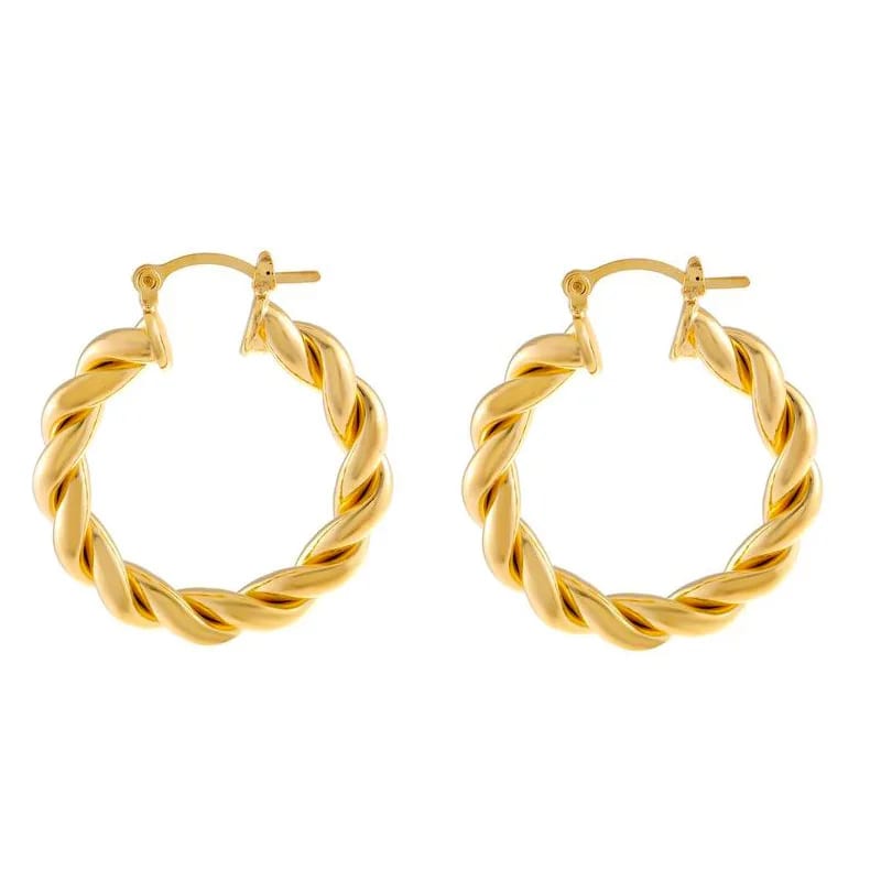Wholesale 18k Gold Plated Hypoallergenic Chunky Twisted Rope Hoop Earrings For Women Jewelry Hoop Earrings