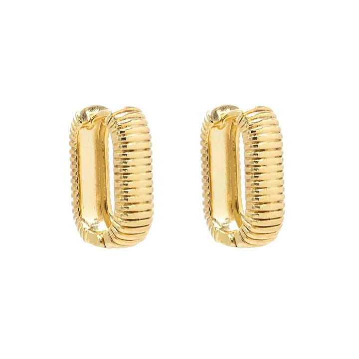 Fashion Jewelry 18k Gold Plated Wide Ridged Oval Shape Huggie Hoop Earrings For Women Huggie Earrings