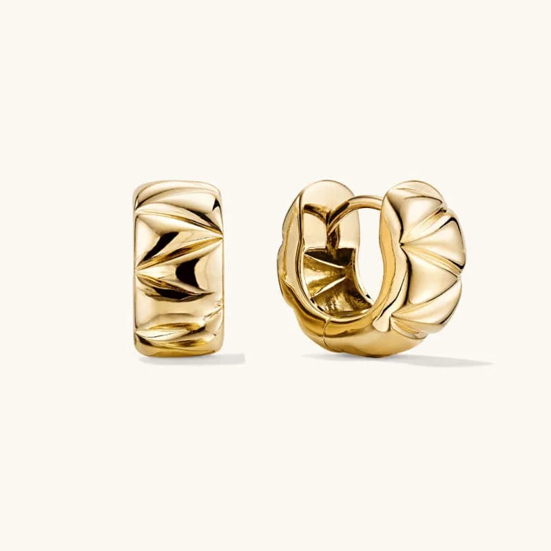Statement Jewelry Earrings 925 Silver 18k Gold Plated Chunky Pyra Huggie Hoops Earrings For Women Huggie Earrings