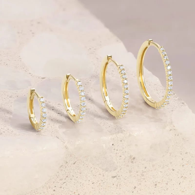 Wholesale Fashion Women Jewelry 18k Gold Plated 925 Sterling Silver Cz Diamond Huggie Hoop Earrings Huggie Earrings