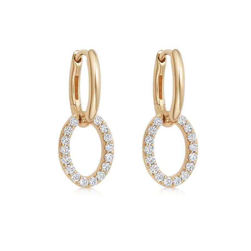Trendy Jewelry High Quality 925 Silver Gold Plated Halo Cubic Zirconia Drop Earrings Drop Earrings