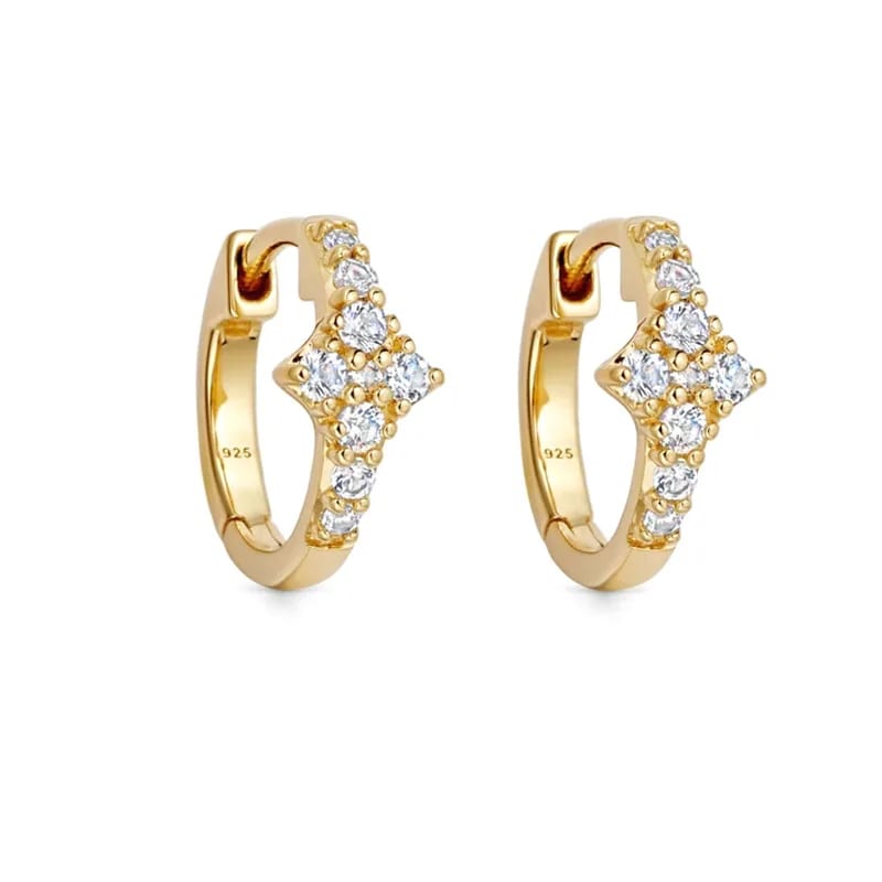 Wholesale 18k Gold Plated 925 Sterling Silver Cubic Zirconia Women Small Hoop Huggie Earrings Jewelry Huggie Earrings