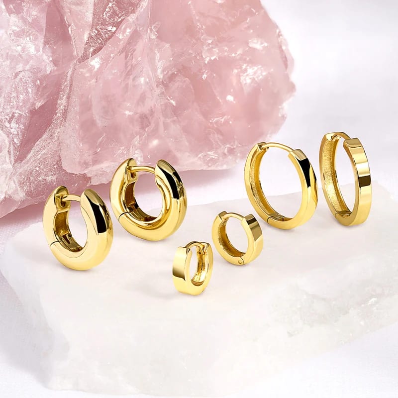 Minimalist Fashion Simple Custom Statement Hoop Earring Gold 18k Plated Chunky Hoops Huggie Women Earrings Huggie Earrings