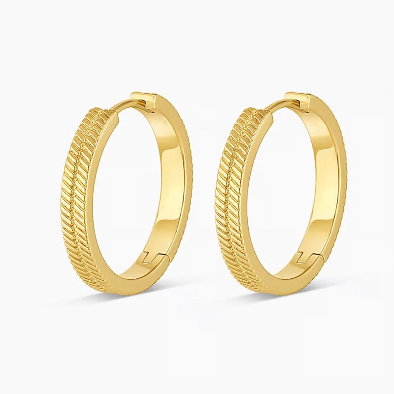 New Arrival Textured Design 18k Gold Plated Huggie Hoop Earrings Women Jewelry Huggie Earrings