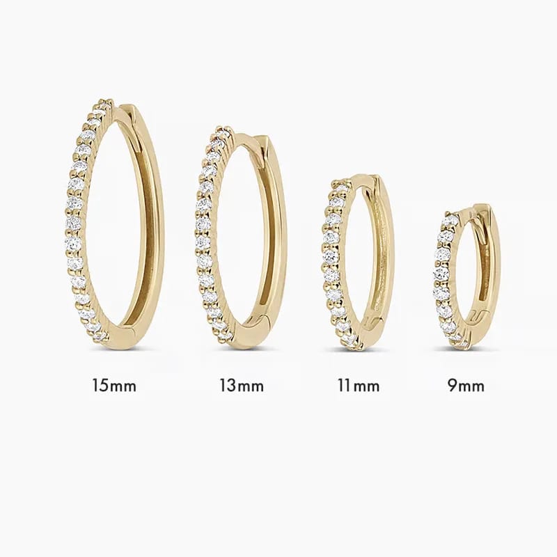 Fashion Classic 18k Gold Plated 925 Sterling Silver Cz Diamond Pave Huggie Earrings Huggie Earrings